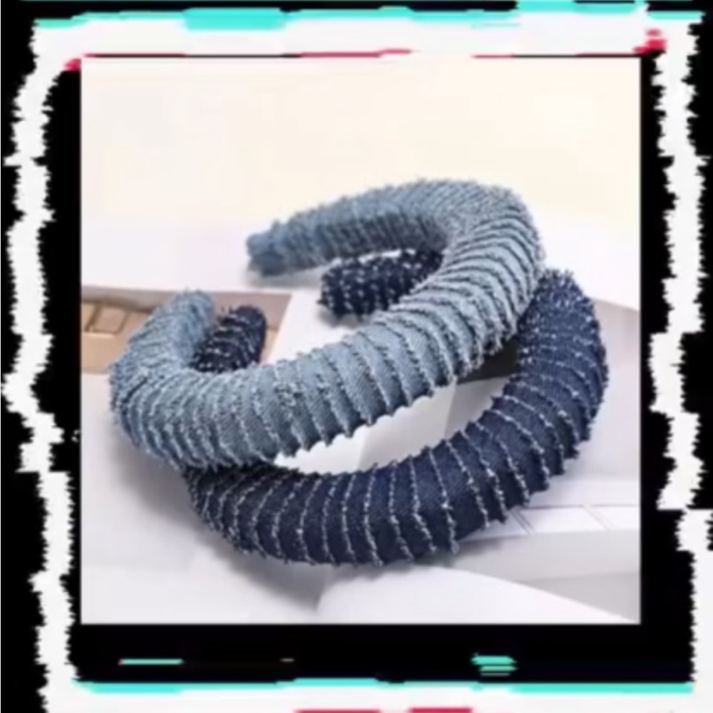 Set of 2 Denim Distressed Headbands Hair Accessories - Picture 2 of 9